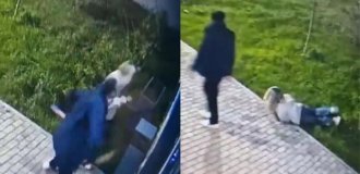 Can't stop the violence? In Almaty, a man brutally beat his ex-wife (1 photo + 1 video)