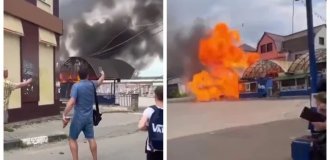 В России взорвалась палатка с шаурмой (1 фото + 4 видео)