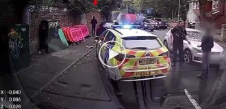 An attack on British police officers was caught on video