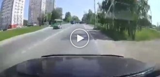 In Russia, a motorcyclist crashed into a bus