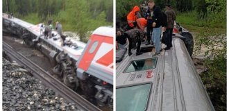 Passenger train Vorkuta - Novorossiysk derailed in Russia (3 photos + 2 videos)