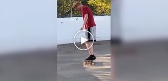 The guy on the skateboard wanted to surprise everyone