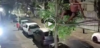 Попытка украсть кабель закончилась падением