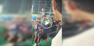 A brawl in the stands: a fan pushed Mexico fans, and a mass brawl broke out within seconds