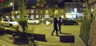 A fast food restaurant owner scared off robbers with hot fat.