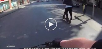 Chase on the low end: A dealer on an electric scooter versus police on a bicycle