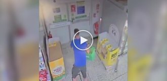 A thief entered into a fight with an emergency exit and lost