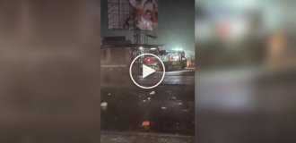 A man climbed a billboard during a hurricane and crashed