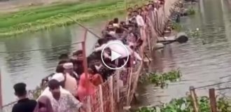 A crowded floating bridge collapsed in Bangladesh.