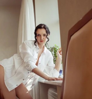 Pensive brunette Arina