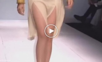 A selection of models on the catwalk in revealing outfits