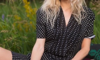 Blonde Zarina relaxing in nature