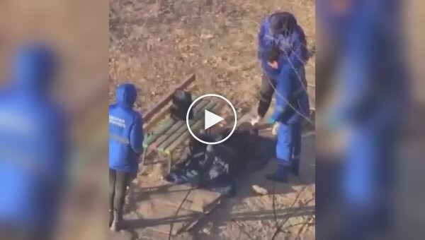 An ambulance crew in Russia kicked a sleeping man on a bench.