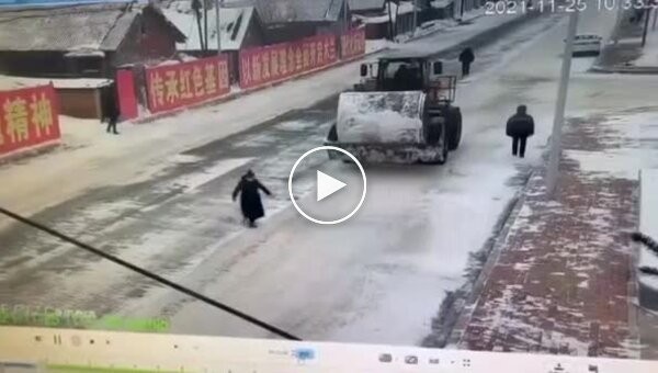 A running grandmother on the road and a blind tractor driver.