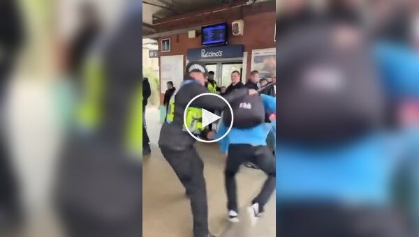 Футбольного фаната ударили дубинкой во время потасовки на железнодорожной платформе