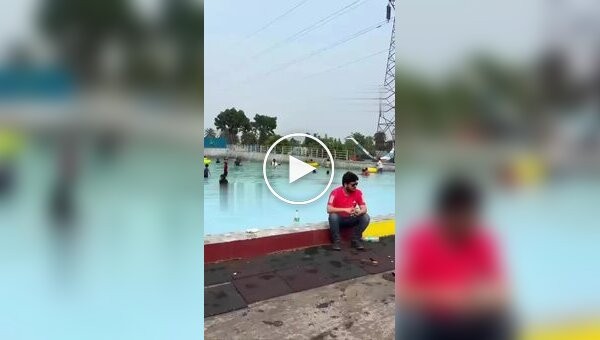 A swimming pool in an Indian water park.