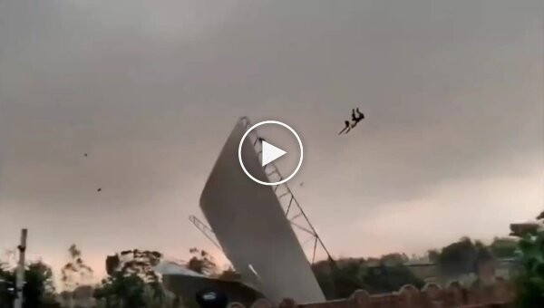 In India, hurricane-force winds lifted a man more than 50 meters into the air.