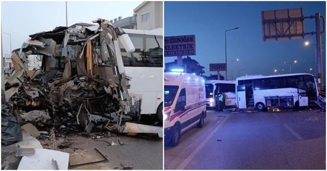 A bus with Russian and Belarusian tourists got into an accident in Antalya (4 photos + 1 video)