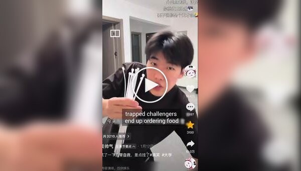 A Chinese man nearly strangled himself while repeating a dangerous internet trend