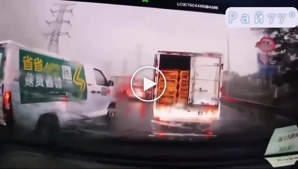 The boom of a massive crane fell onto a highway and crushed a car