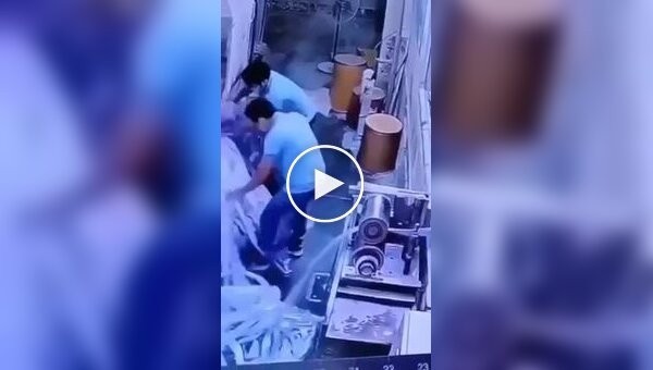 Worker at work got caught in the machinery