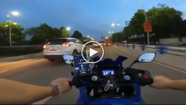A helmet saved a motorcyclist's life