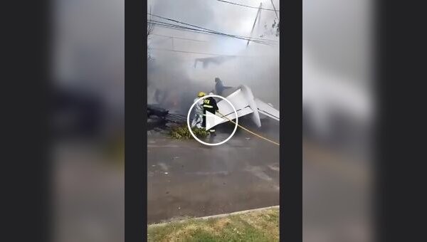 A plane crashed into a residential building after landing