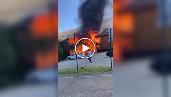 Massive fire in Russia at the Kuban tourist base caught on video