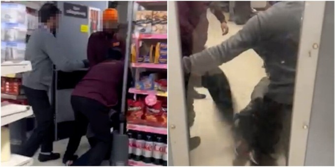 Store employees beat up a man who committed a theft (3 photos + 1 video)