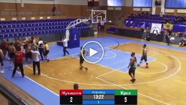 In Russia, basketball wrestlers staged a mass brawl in the final of the Russian Rugby Championship