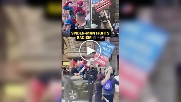 Человек-Паук влетел на митинг ультраправых и устроил драку