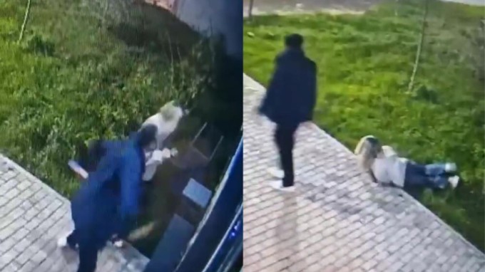 Can't stop the violence? In Almaty, a man brutally beat his ex-wife (1 photo + 1 video)