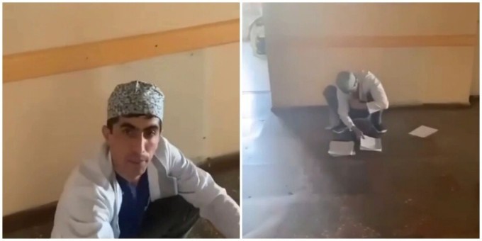 In Russia, a drunk doctor was filmed who couldn’t even stand straight (2 photos + 1 video)