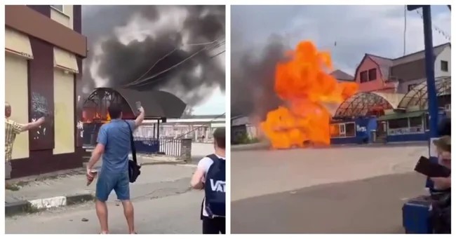 В России взорвалась палатка с шаурмой (1 фото + 4 видео)