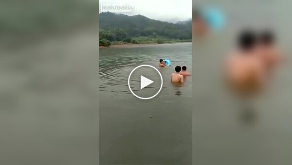 Typical Chinese people in the water.