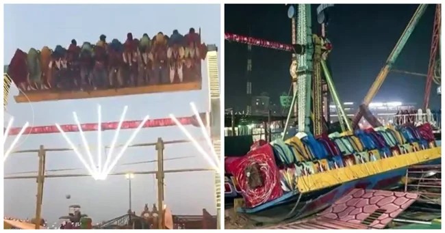 В Индии обрушился аттракцион с людьми (2 фото + 2 видео)