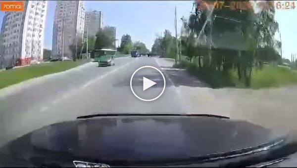 In Russia, a motorcyclist crashed into a bus