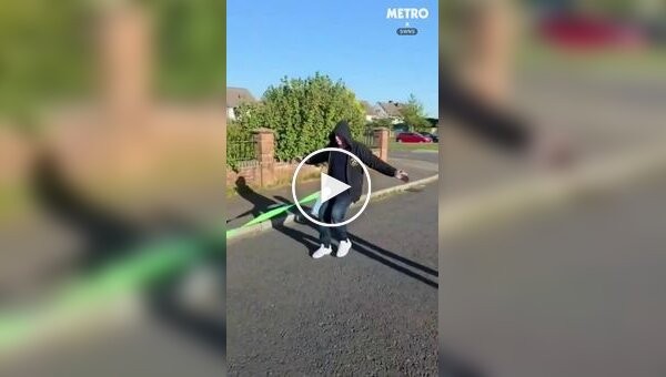 In Britain, a man dragged a car 40 meters on his genitals.