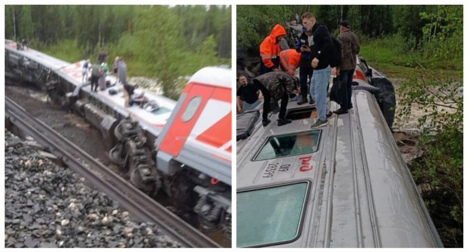 Passenger train Vorkuta - Novorossiysk derailed in Russia (3 photos + 2 videos)