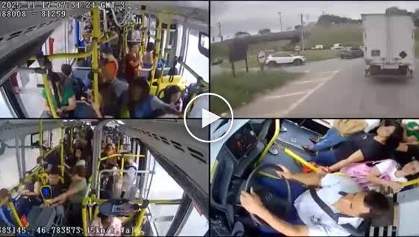 Автобус с пассажирами и без тормозов разбил 16 транспортных средств