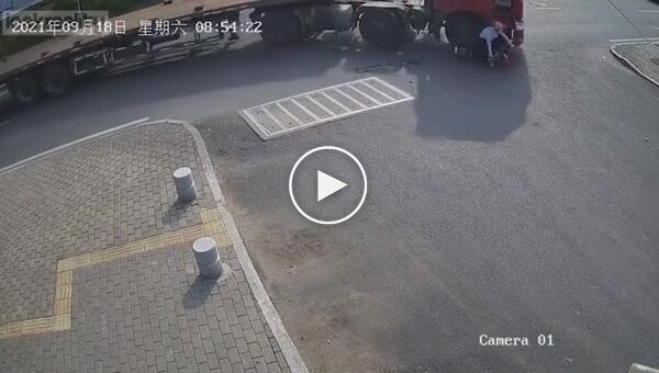 Blind spot near a truck.