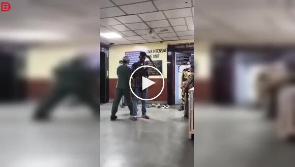 A man with a machete in his head walked to the hospital on his own