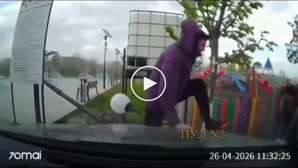In Romania, a lamppost fell on a woman and child.