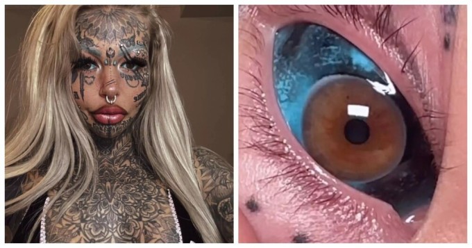 A woman who went blind after getting a tattoo on her eyeballs decided to repeat it (4 photos)