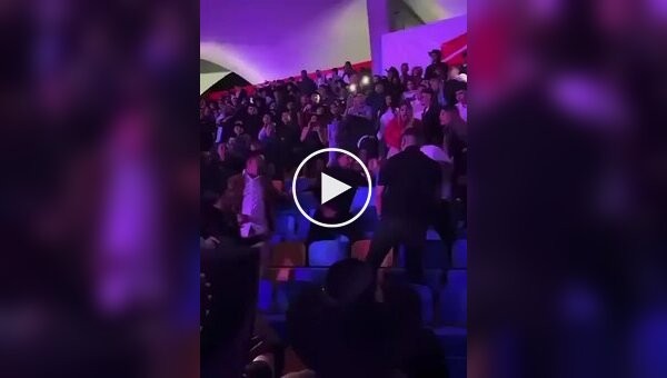 Женщину швырнули за волосы с трибуны во время массовой драки на концерте