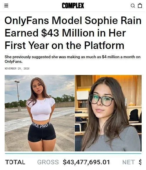 20-летняя Софи Рейн, которая заработала на Onlyfans 43 миллиона долларов, еще девственница (6 фото)