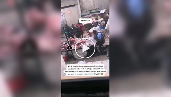 Уличный мясной рынок в пригороде Парижа