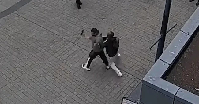 A passerby subdued a troublemaker with a shovel in the city center (2 photos + 1 video)