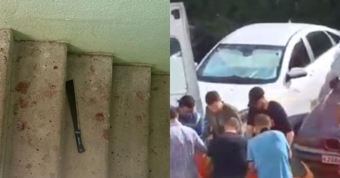 In Russia, a 17-year-old jealous man attacked his ex and her new boyfriend with a machete (3 photos + 1 video)