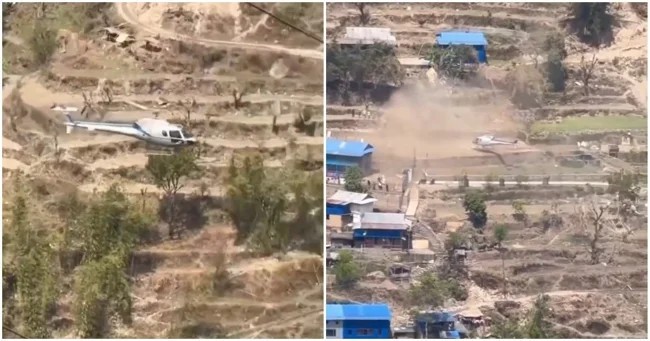 Жесткая посадка вертолёта в Непале (1 фото + 1 видео)